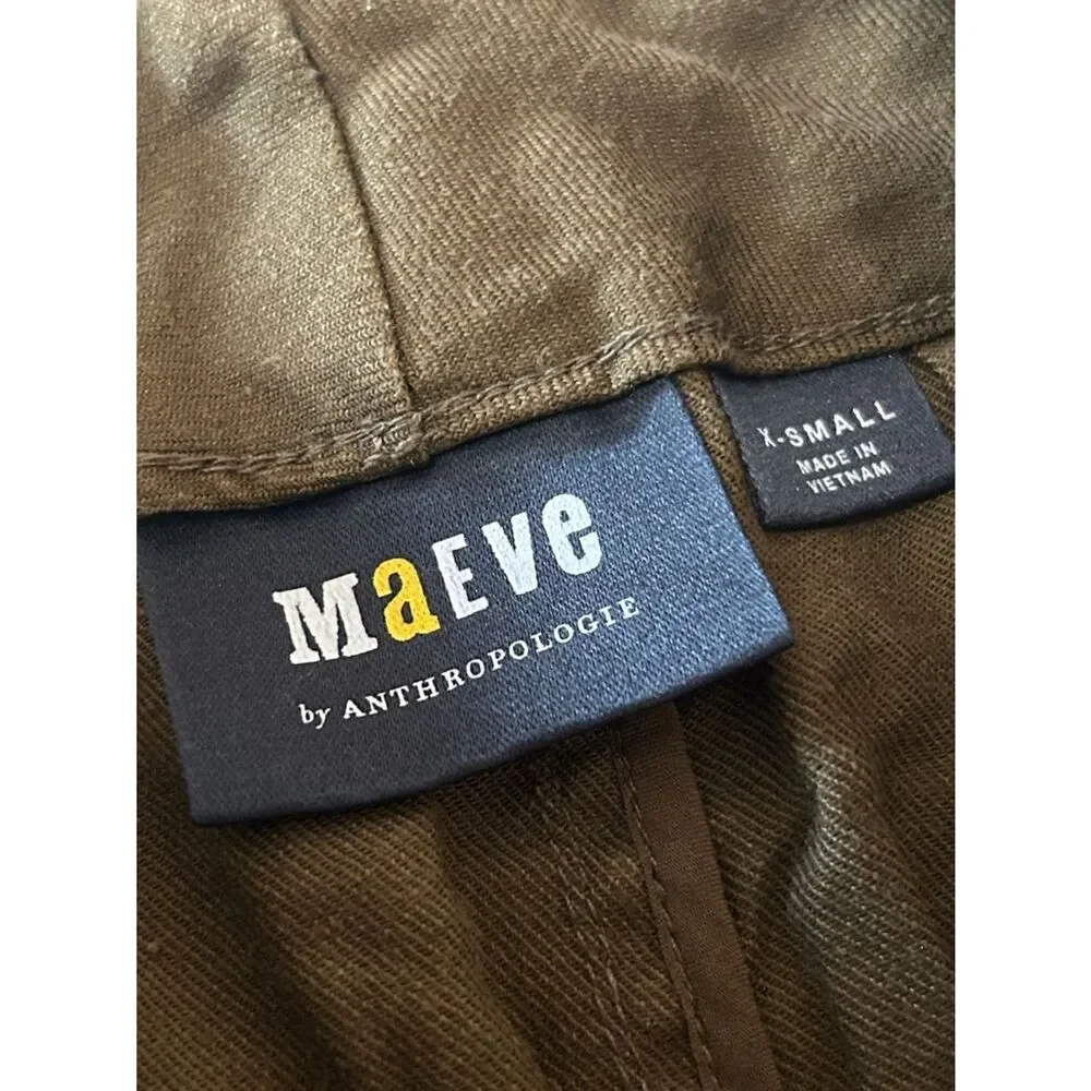 Maeve Anthropologie Women's Colette Mini Skirt Olive Green Stretch Size XS